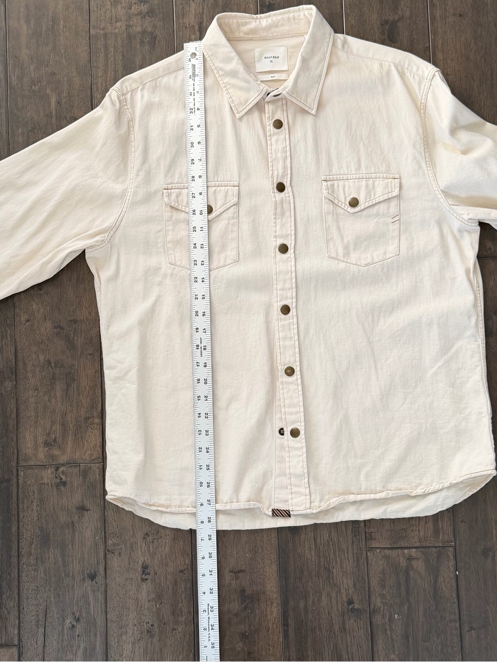 Billy Reid Shoals Shirt Men’s XL Tan Snap Front Long Sleeve - Picture 7 of 8